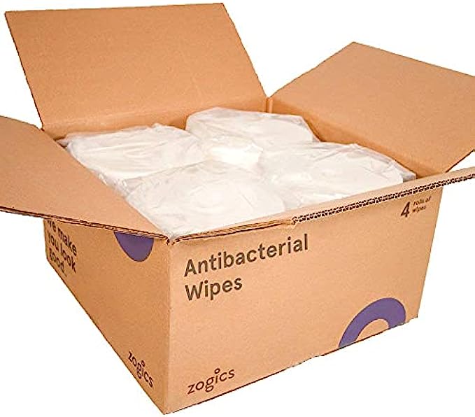 Zogics Antibacterial Wipes – Disinfecting Wipes for Sanitizing and Cleaning Surfaces and Equipment, EPA Registered Antibacterial Cleaning Wipes 3,200 Count – 4 Rolls of 800 Wipes