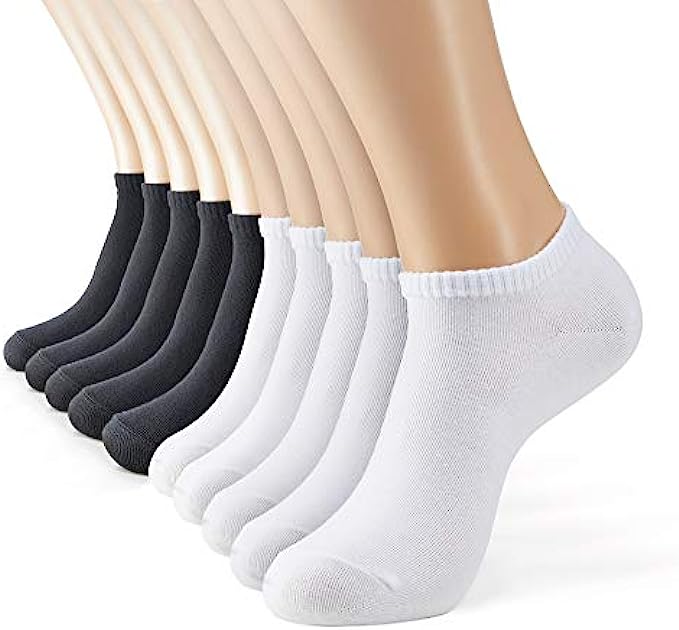 MONFOOT Womens and Mens 10-20 Pack Thin Cotton Low Cut Ankle Socks
