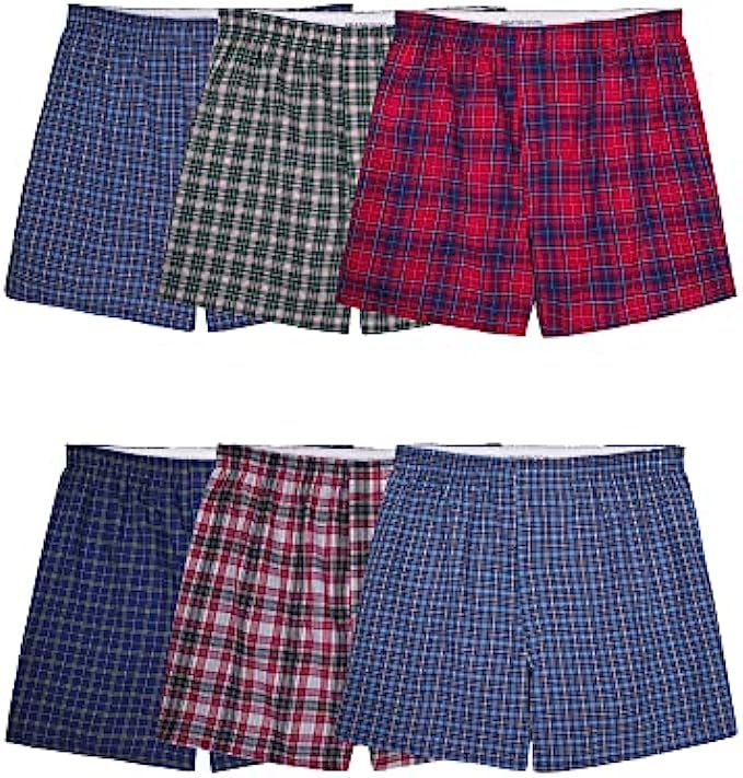 Fruit of the Loom Mens Tag-Free Boxer Shorts Knit &amp; Woven