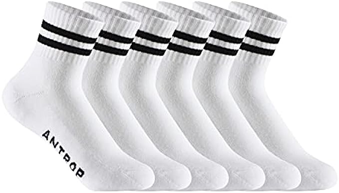 Antrop WoMen Quarter Crew Cotton Heel Tab Athletic Running Cushion Socks 6 Pairs