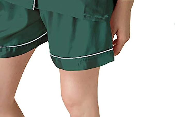 NANJUN Womens Silky Satin Pajamas Sleepwear Short and Long Button-Down Pj Set