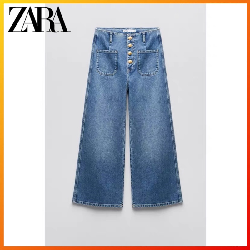 ZARA Summer New Style Womens Z1975 High Waist Loose Wide Leg Cropped Jeans 1889157 427