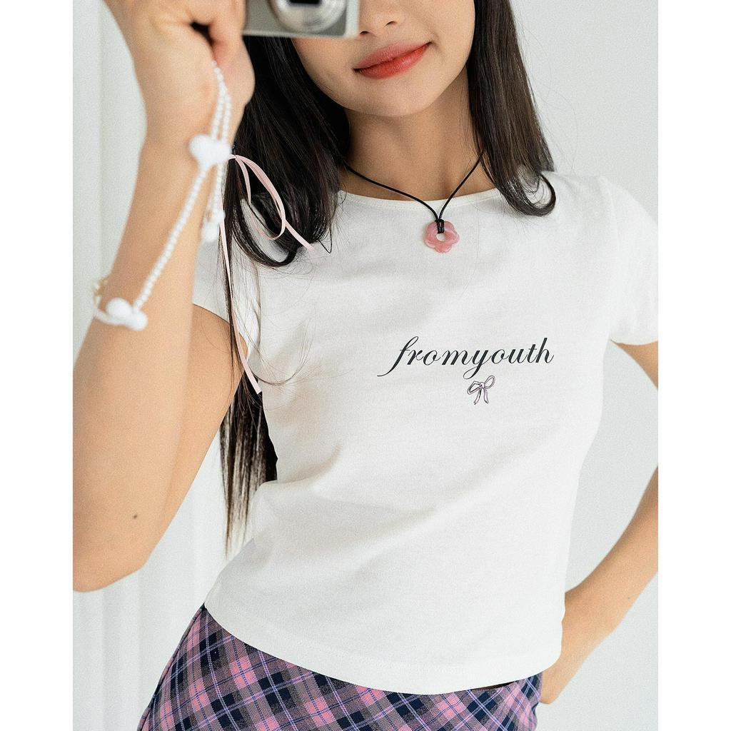 Raw cotton T-Shirt FromYouth - Baby Tee Graphic Star &amp; Heart