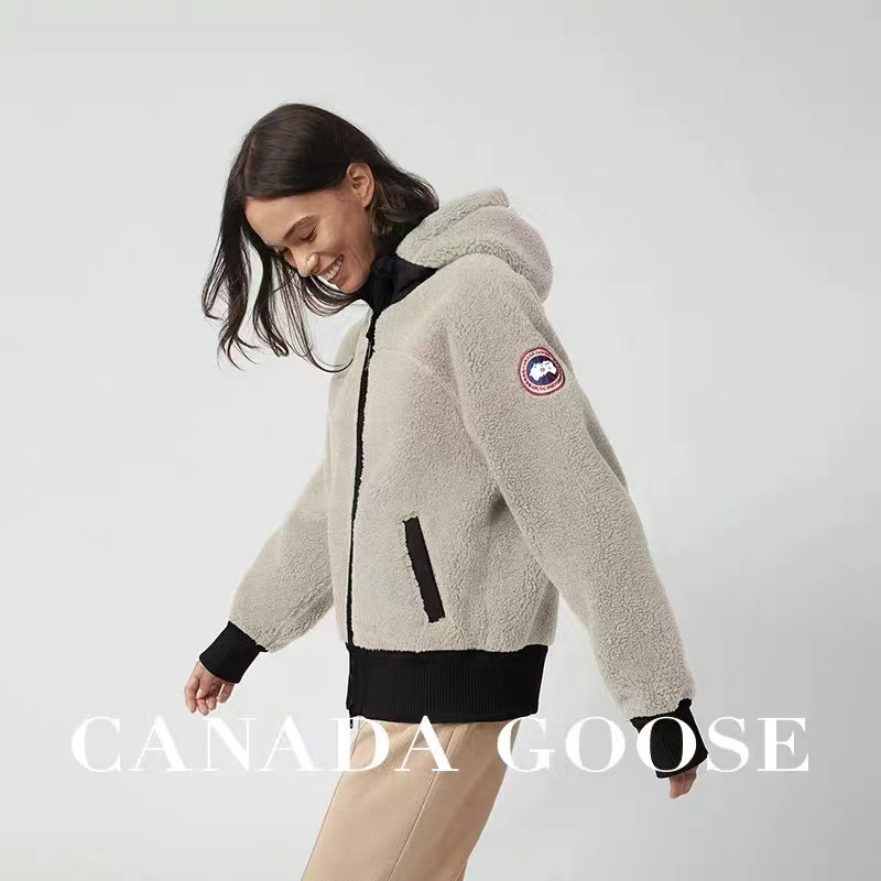 Canada Goose Womens Padded Warm Hooded Lambswool Jacket Mens Windproof Jacket