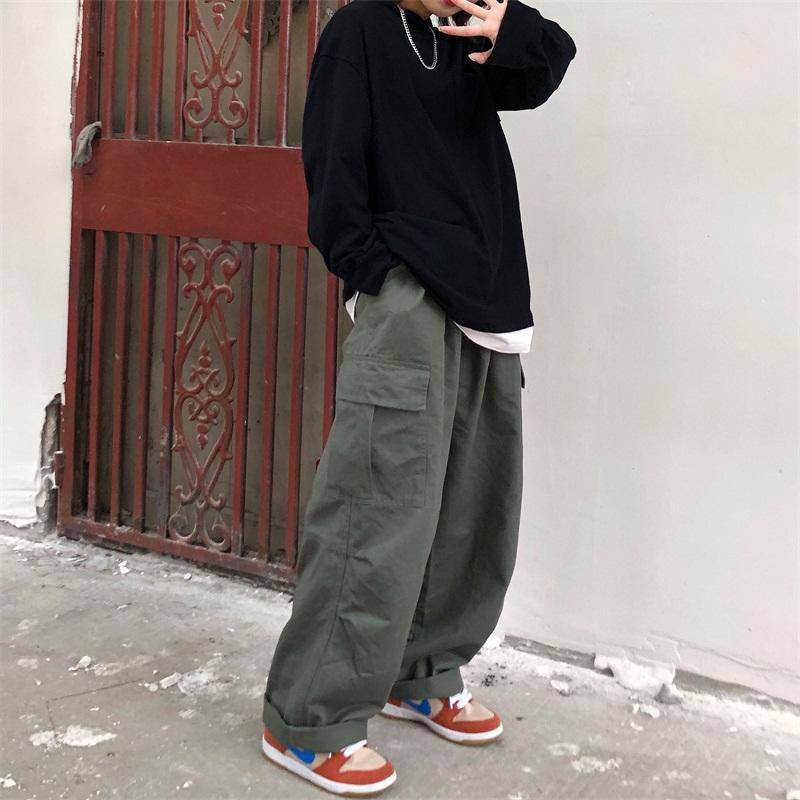 現貨 ? 工裝長褲日系寬鬆 oversize 大尺碼 工裝 工作褲 水洗長褲 長褲 軍工裝 多口袋 大口袋 軍裝