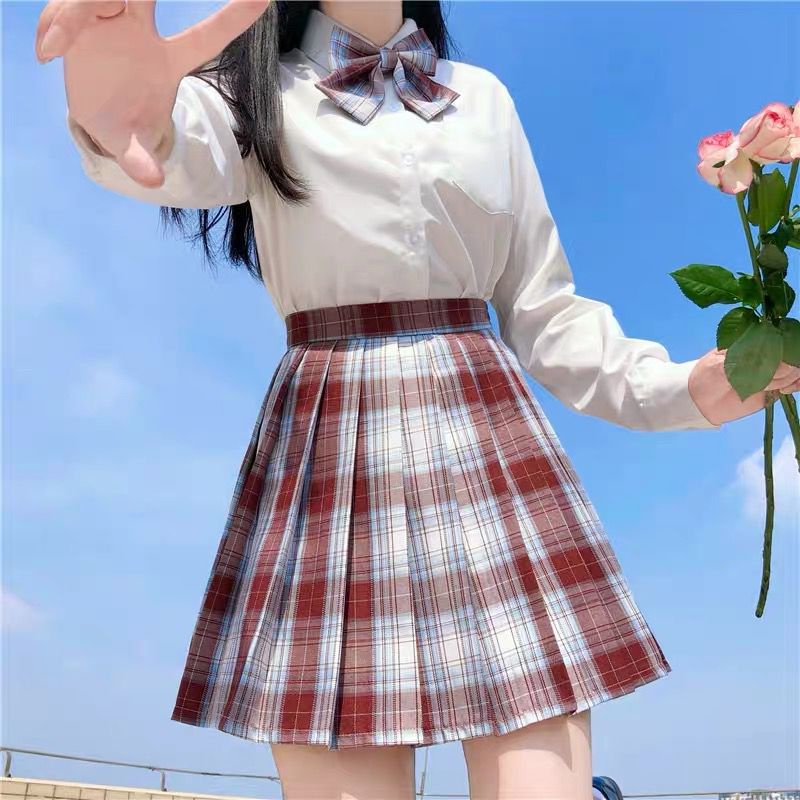 ?襯衫格裙?日系JK制服✨國中高校學生服 學院風套裝 修身顯瘦 百褶裙 畢業旅行 長袖短袖
