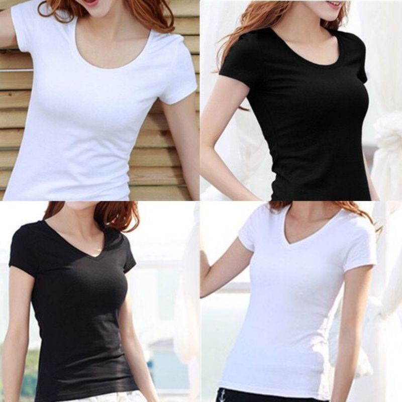 Korean version of short-sleeved t-shirt womens thin summer womens white compassionate half-sleeved solid color bottoming shirt
