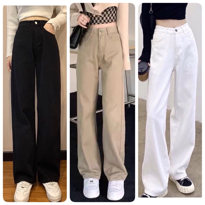 Womens Wide-Waisted Khaki jeans With Super hach Shape