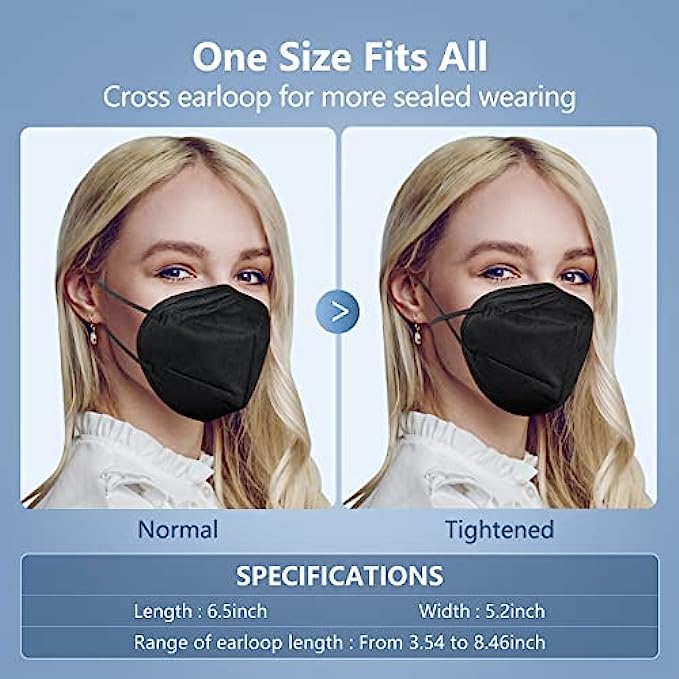 HALIDODO 60 Packs KN95 Face Mask, 5-Ply Comfortable Filter Safety Mask, Protective Face Cover Mask White