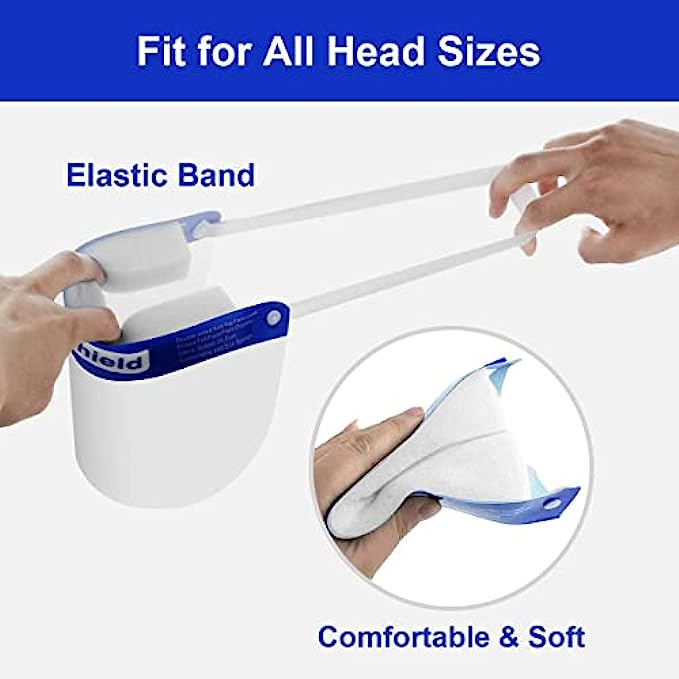 10 Pack Face Shield for Protection Clear Mask with Glasses Reusable Anti-fog Transparent Plastic Face Shields that Do Not Require Installation with Comfortable Sponge and Elastic Band for Kids Adult