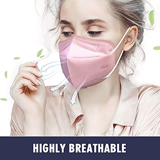 YIDERBO KN95 Face Masks 50Pack, 5-Ply Breathable Disposable Face Mask Filter Efficiency≥95%, Multicolor