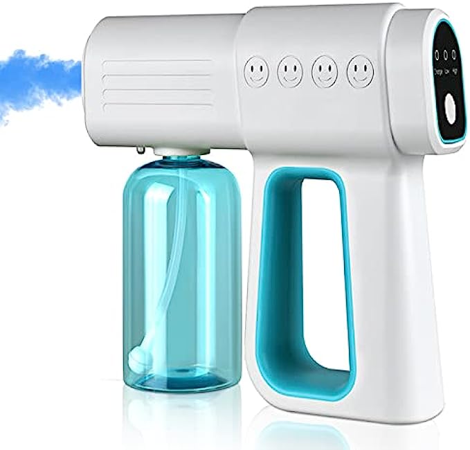 Professional Disinfectant Fogger Machine, 380ml Wireless Nano Sprayer Gun Handheld Sanitizer Fogger, Blue Light Foggers for Touchless Sanitization Blue