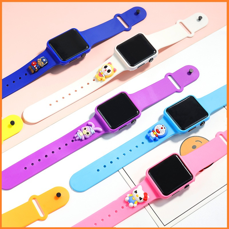 New Style Childrens Square Doll LED Electronic Watch Sports Button Cartoon Bracelet Wholesale