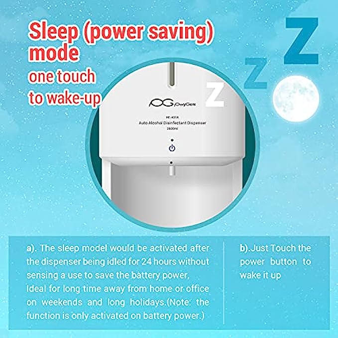 PolyGens 2500ml Dual Power Supply Automatic Alcohol Disinfectant Dispenser,Smart Power Management,Touchless Atomizing Alcohol Liquid Sanitizer Dispenser,Hands Free Alcohol Sanitizer Misty Dispenser