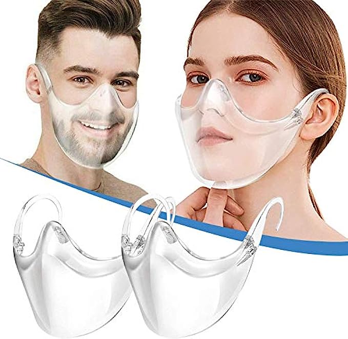 2 PACKClarity Face_Shield for Adult, Clarity Face_Masks Reusable Clear Face_Mask Transparent, All Clear Face Bandanas Breathable Comfortable, Visible Expression for Women Men