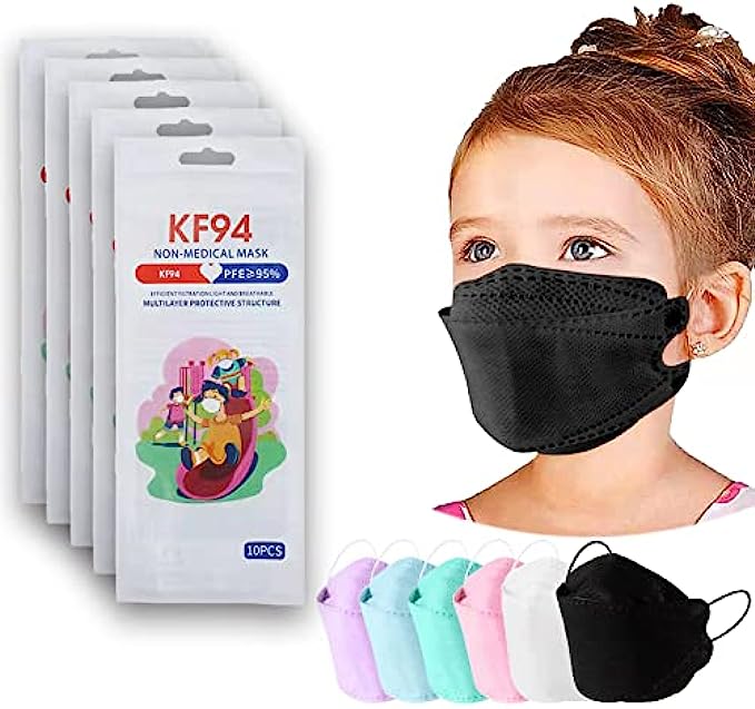 Kids KF94_Mask 50/100PCS, 4 Layer Protective_Mask Non-woven, Cup Dust_Mask 3D Disposable KF94_Mask for Children Girls Boys 50 PCS, Black 2