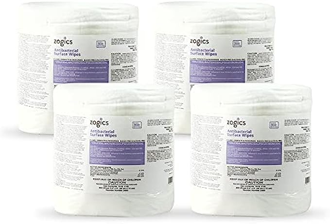 Zogics Antibacterial Wipes – Disinfecting Wipes for Sanitizing and Cleaning Surfaces and Equipment, EPA Registered Antibacterial Cleaning Wipes 3,200 Count – 4 Rolls of 800 Wipes