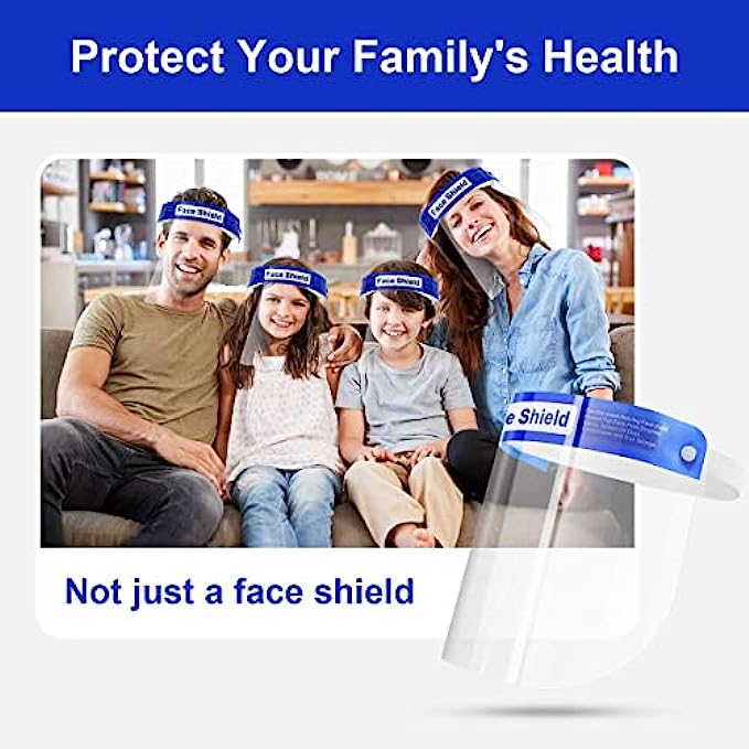 10 Pack Face Shield for Protection Clear Mask with Glasses Reusable Anti-fog Transparent Plastic Face Shields that Do Not Require Installation with Comfortable Sponge and Elastic Band for Kids Adult