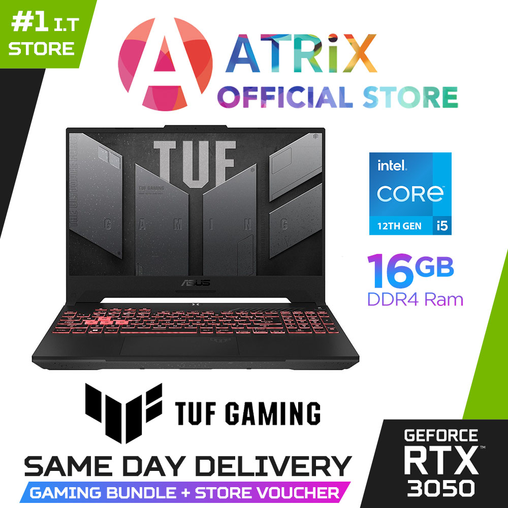 Express DeliveryASUS TUF Gaming F15 FX507ZC4-HN155W | 15.6" FHD | I5-12500H | RTX 3050 | 16GB RAM | 512GB SSD | 2Y