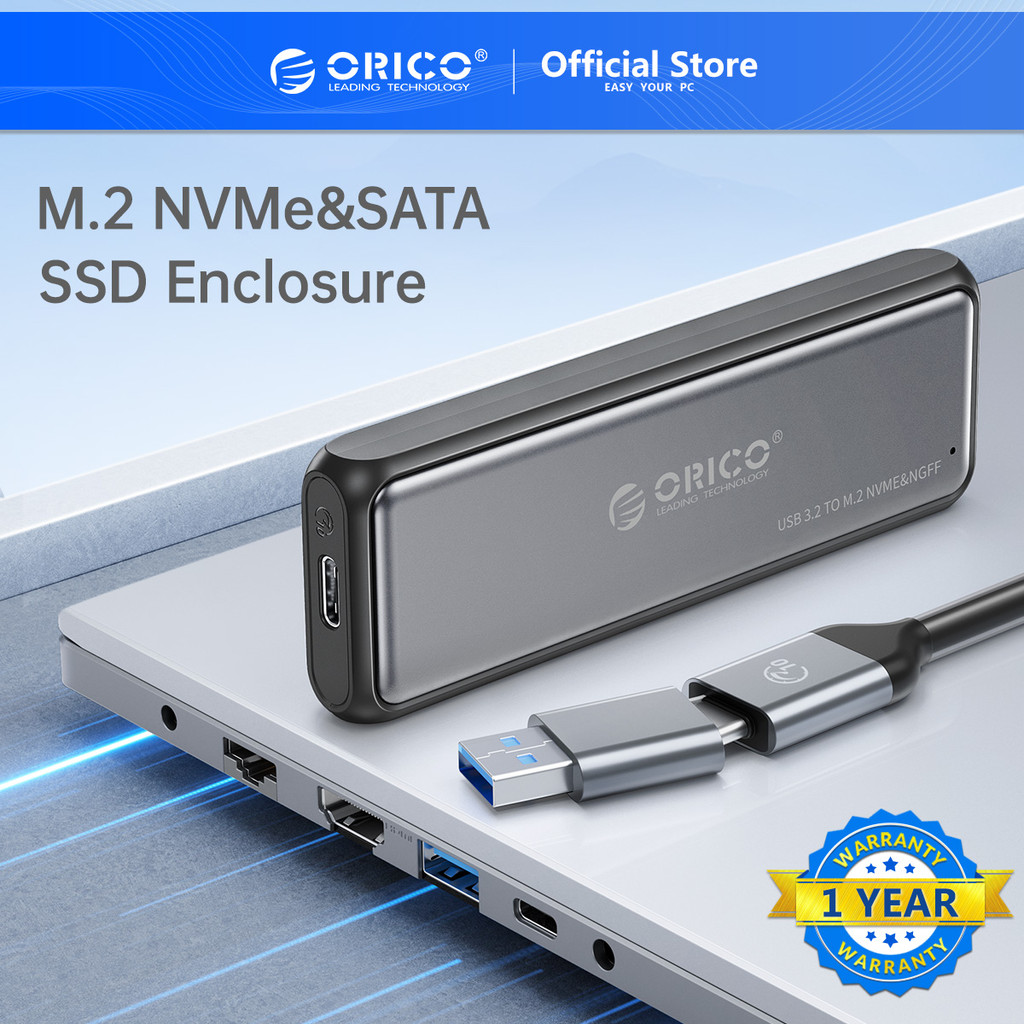 ORICO M.2 NVMe/SATA SSD Enclosure 10Gbps Tool Free M2 SSD Aluminum Enclosure Solid State Drive Case Laptop Computer Accessories DDM2