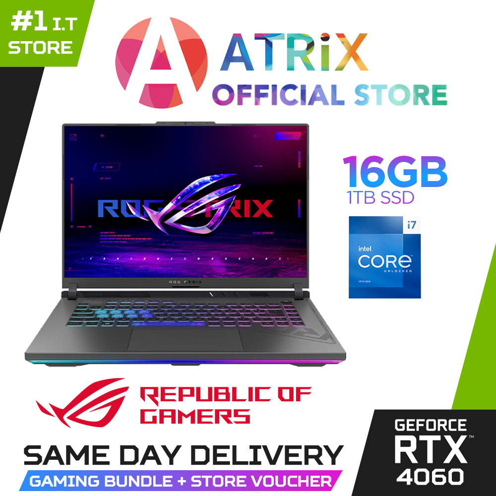 Same Day DeliveryROG Strix G16 G614JV-N3066W | 16.0" FHD+ | i7-13650HX | RTX 4060 | 16GB DDR5 | 1TB SSD |