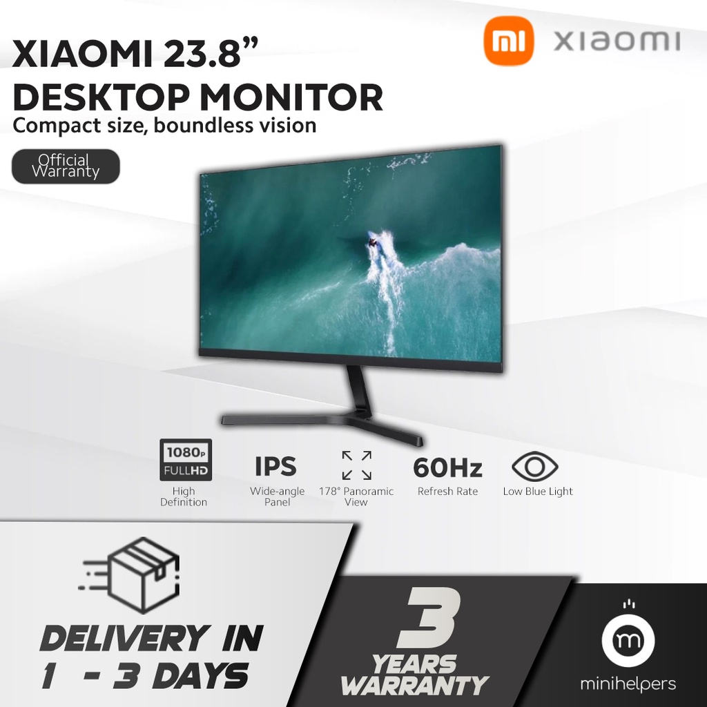 READY STOCKS3 YEAR WARRANTY Xiaomi Monitor 23.8-inch 1C Desktop Monitor | 1080P HD | IPS Wide-Angle Panel