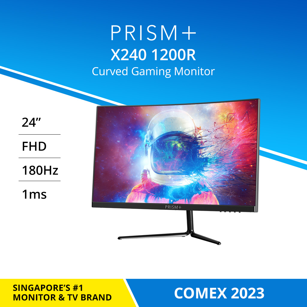 PRISM+ X240 1200R 24 180Hz 1ms Curved FHD [1920 x 1080] FreeSync G-Sync Ready Gaming Monitor