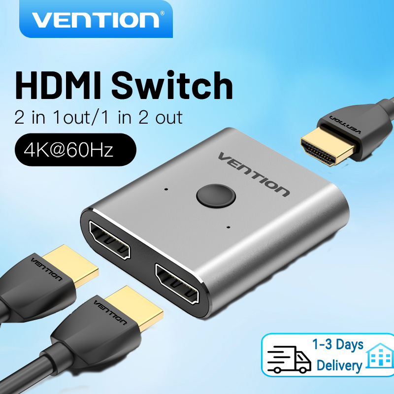 Vention HDMI Splitter 2 in 1 Bi-directional HDMI Switch 4K HDMI Adapter Converter For TV Box Laptop PS4 With HDMI CABLE