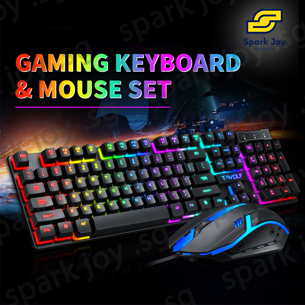 SGRGB Gaming Keyboard and Mouse Set Mechanical Touch Full 104 Keys GTX300 T6 TF200 GTX550 T80LED Rainbow Backlit