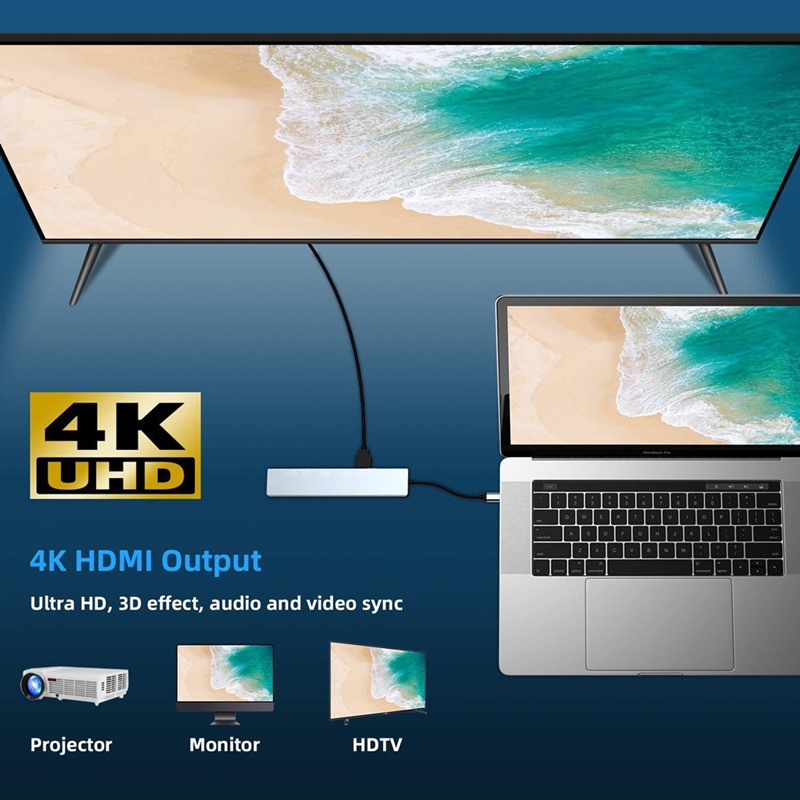 8-IN-1 USB C HUB Type C To HDMI Adapter Type-c To USB 3.0 RJ45 Ethernet Micro SD Card Reader USB C 3.1 Data Transfer 87W PD Charging Multi Port HUB Type C Docking Station