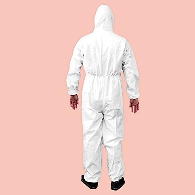 Ever Ready First Aid Disposable Microporous Coated Coverall Suit with Elastic Wrists, Elastic Ankles, Elastic Waist And Hood