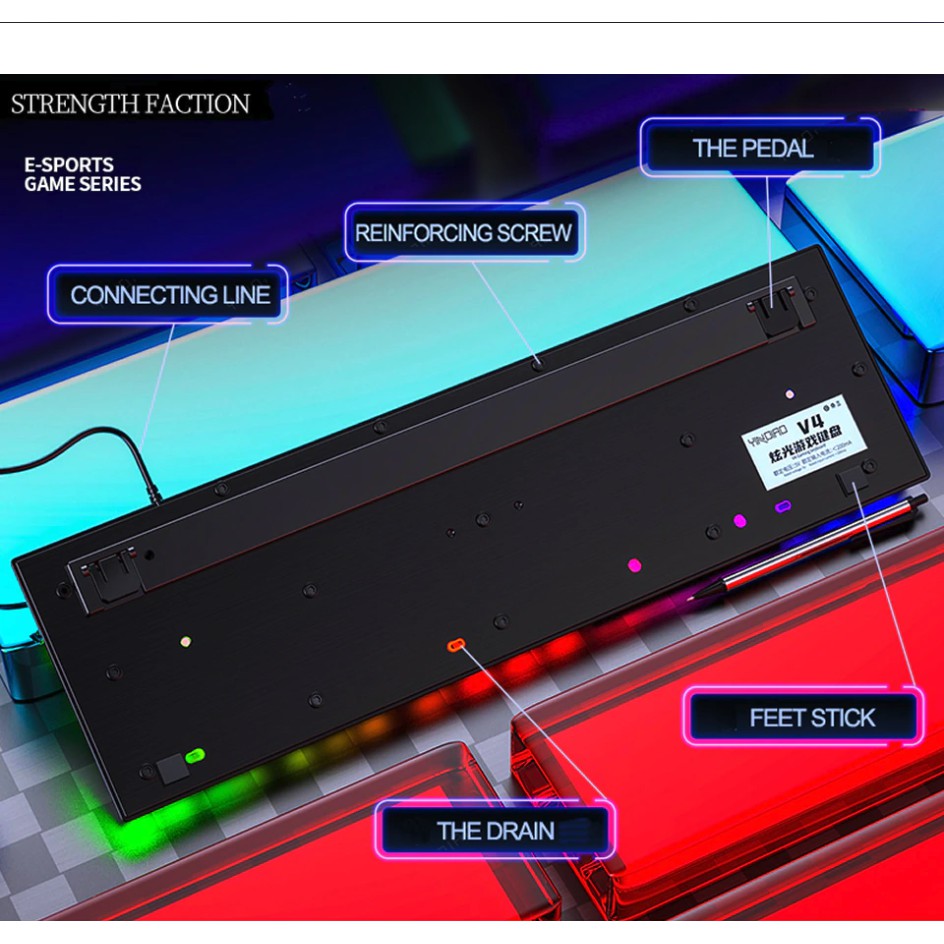 RGB 104 Keys Gaming Mechanical Touch Keyboard Led Backlit Usb Keyboard Gamer Built-in Steel Plate Ergonomic Keyboard
