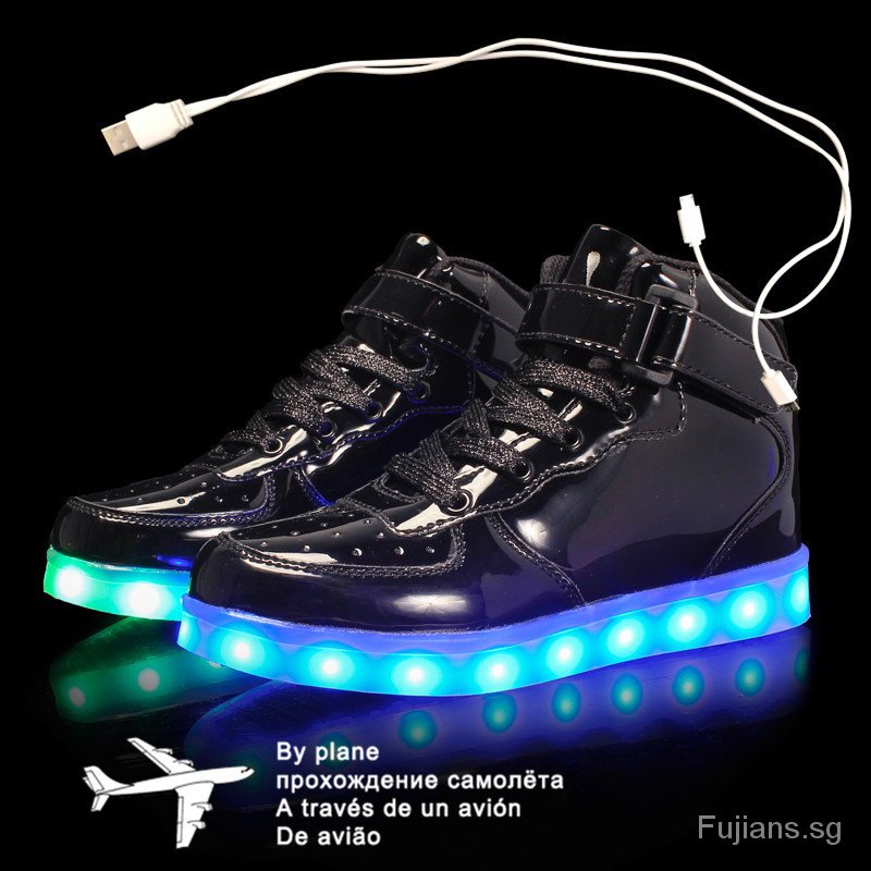 Size 25-46 Kids Led USB Recharge Glowing Shoes Childrens Hook Loop Shoes Childrens Glowing Sneakers Kids Led Luminous Shoes CQ01