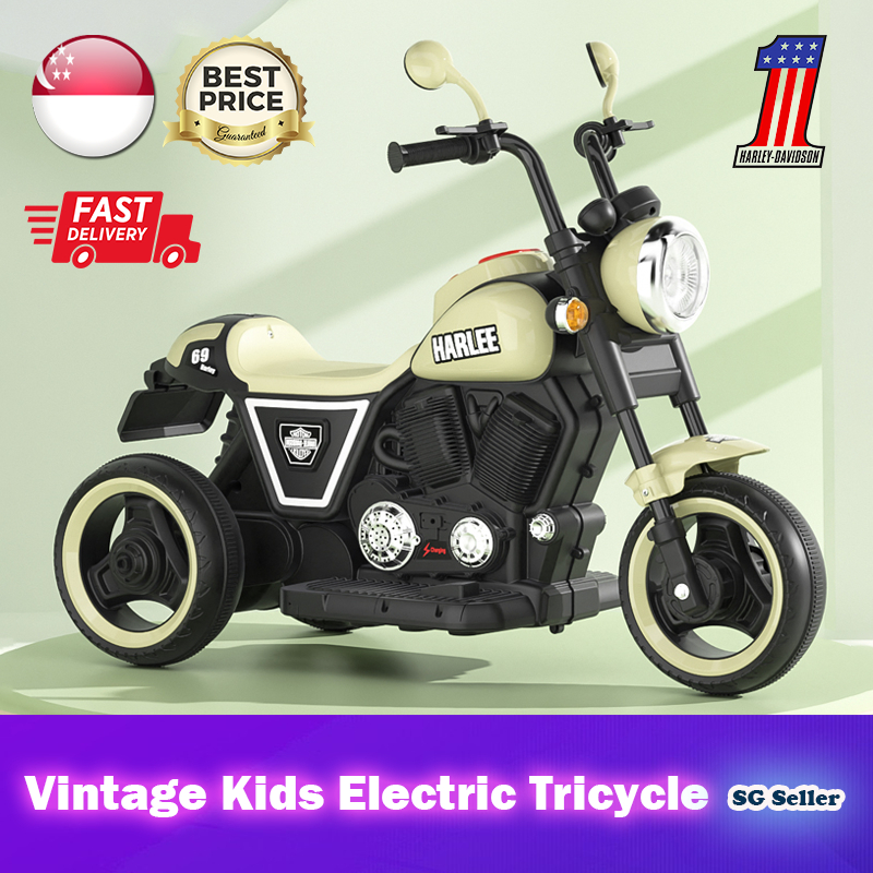 SG Ready StockVintage Mini Harley Kids Electric Tricycle★8 Colours Availble!▶FREE INSTALLATION◀Children Ride-on Toy
