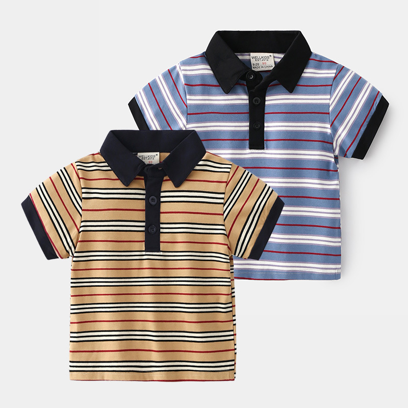 Casual Style Childrens Lapel Short Sleeve Top