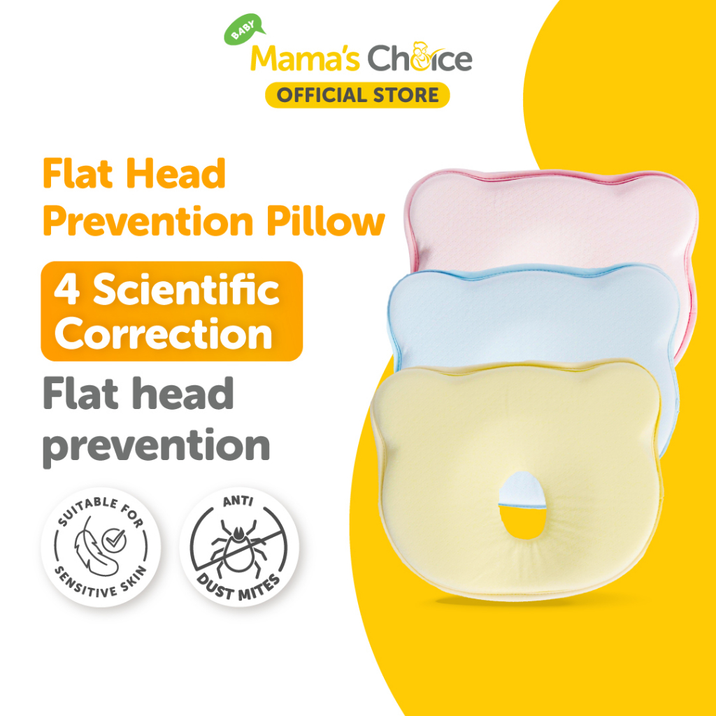 Mamas Choice Flat Head Prevention Pillow Head shaping organic memory foam baby and infant pillow