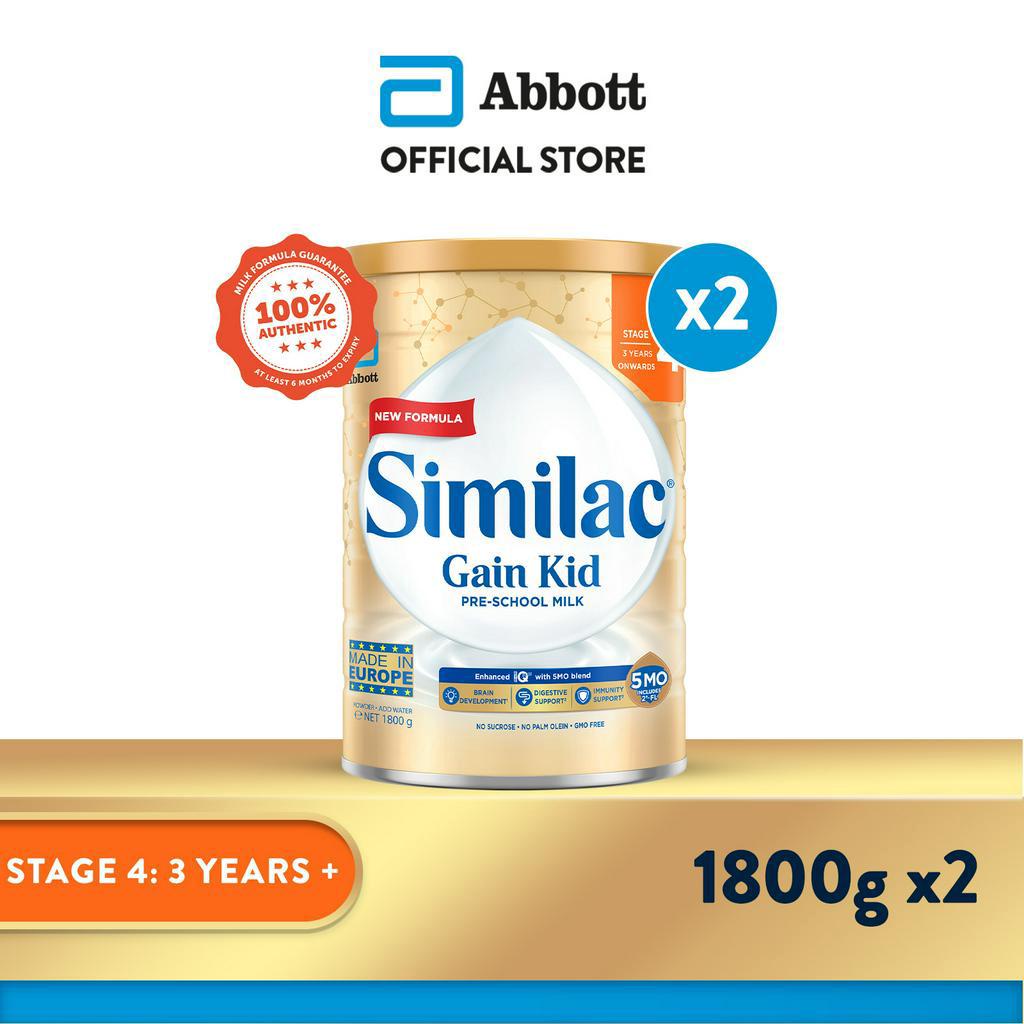 [Twin Pack] Similac Gain 5MO Stage 4 Kid Pre-school Milk Powder Formula 1.8kg 3 years onwards