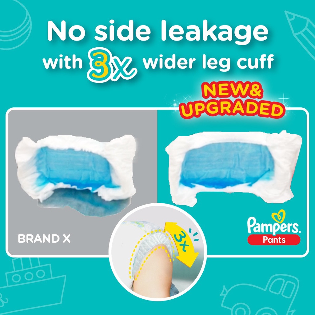 [Bundle of 3 Packs Pampers ] Baby Dry Pants Diapers x1 Carton Size M - XXL