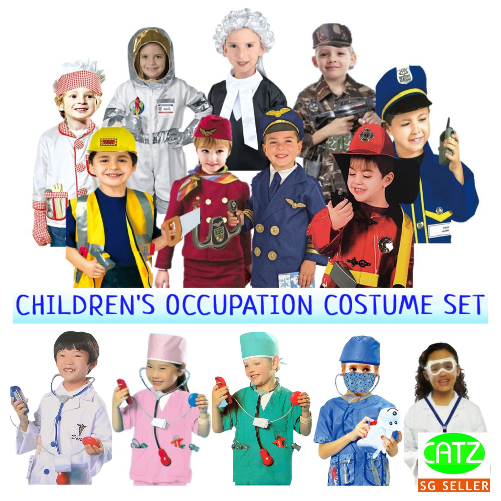 Kids Costume Childrens School Occupation Career Day Role Play Cosplay Costume Set - CATZSG Local Seller