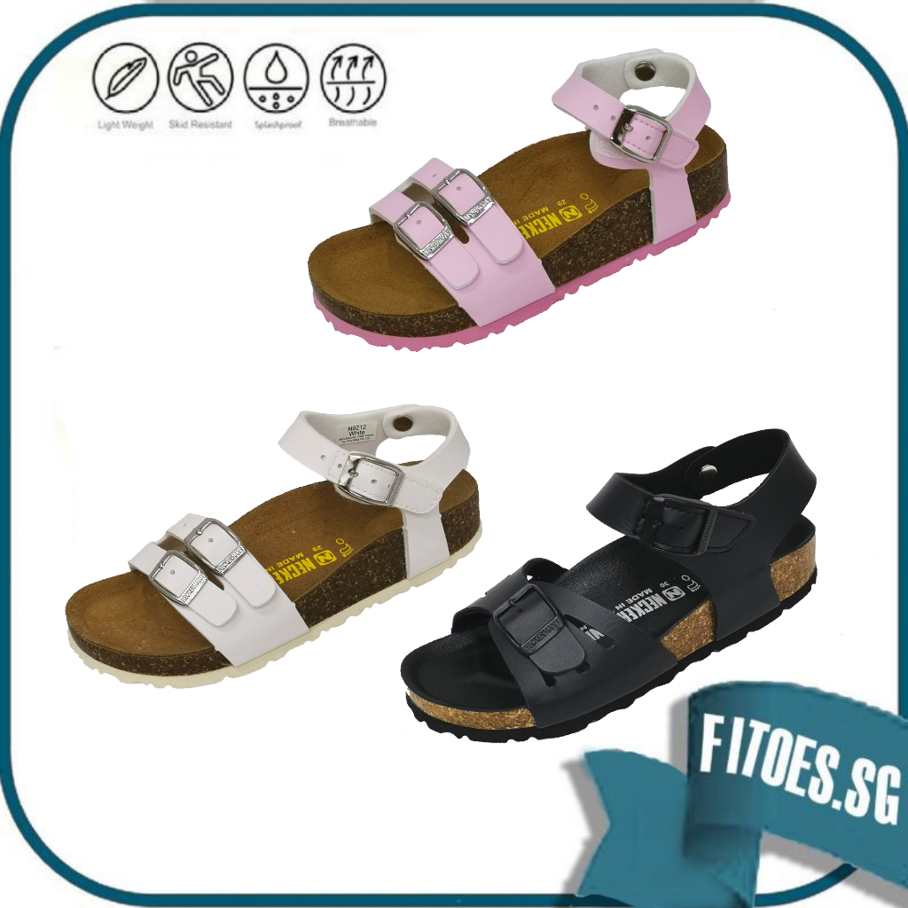 Neckermann Childrens Sandals Girls Kids Black Pink White N9147B N9212 Size 28- 34