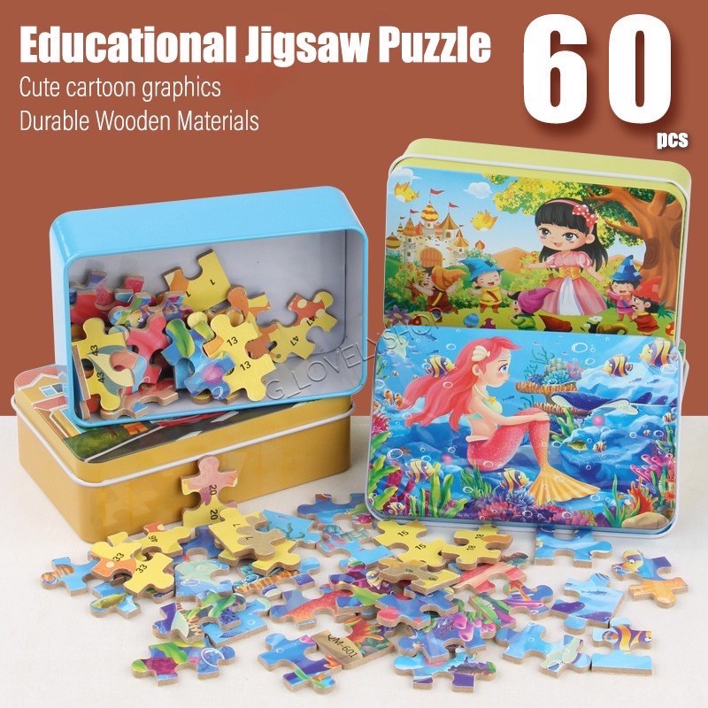?SG Ready Stock ? 60pcs Boys and Girls Jigsaw Puzzle Kids Educational toy