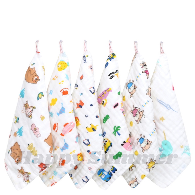 ?? 30x30cm Baby Wash Cloth Handkerchief Burp Towel 6 Layer 100% Cotton Muslin