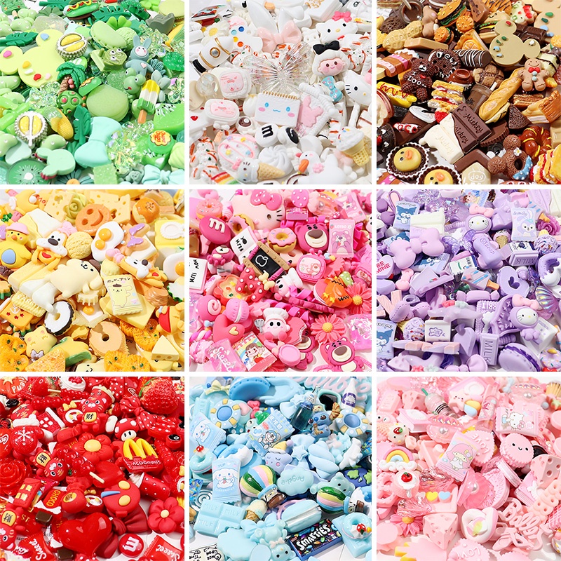 10pcs/20pcs/30pcs Resin Blessing Bag Mini Simulation Mixed Color Childrens Food and Play Wine Bottle Diy Handmade Material Bag Mobile Phone Case Making Hair Accessories Cream Glue