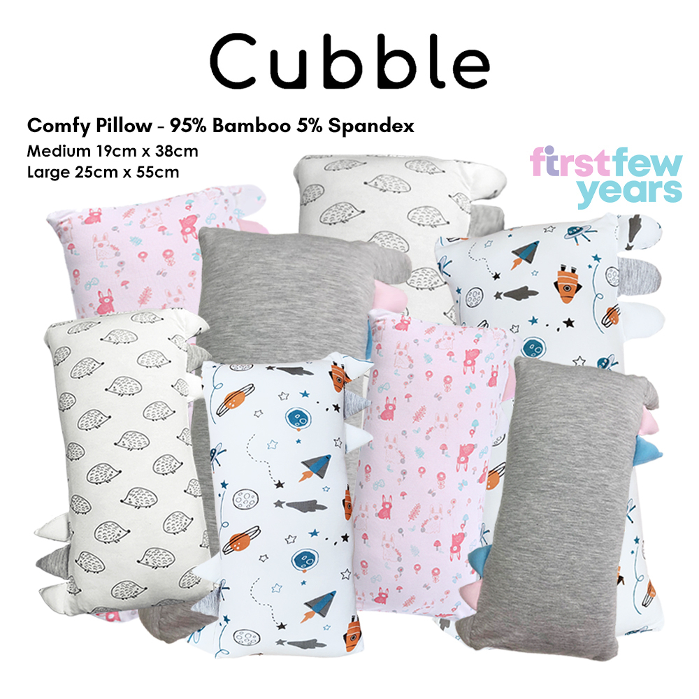 Cubble Bamboo Pillow Medium 19cm x 38cm / Large 25cm x 55 cm 3 Designs - Perfect Baby Sleeptime Hug Pillow