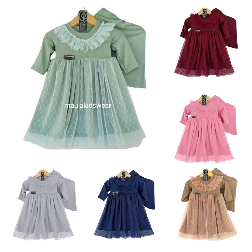 KATUN Gamis Hijab Baby Lace Tutu Tile Dotti 0-4 Years Muslim Clothing Children Toddler Girls Plain Cotton Party mix