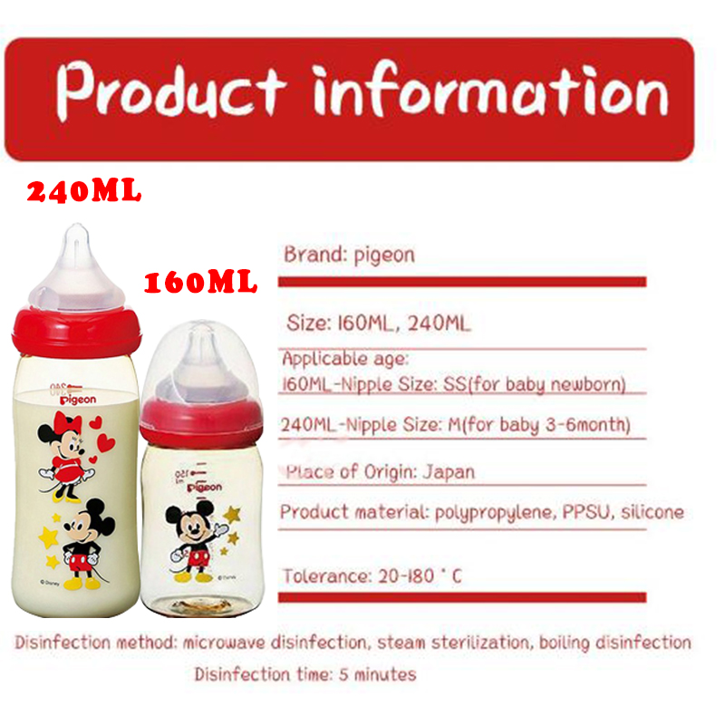 ️ WADLY1314PIGEON Wide Neck milk bottle PPSU Bottle botol susu With Peristaltic Nipple  Mickey -Ready Stock160ml/5oz,240ml/8oz