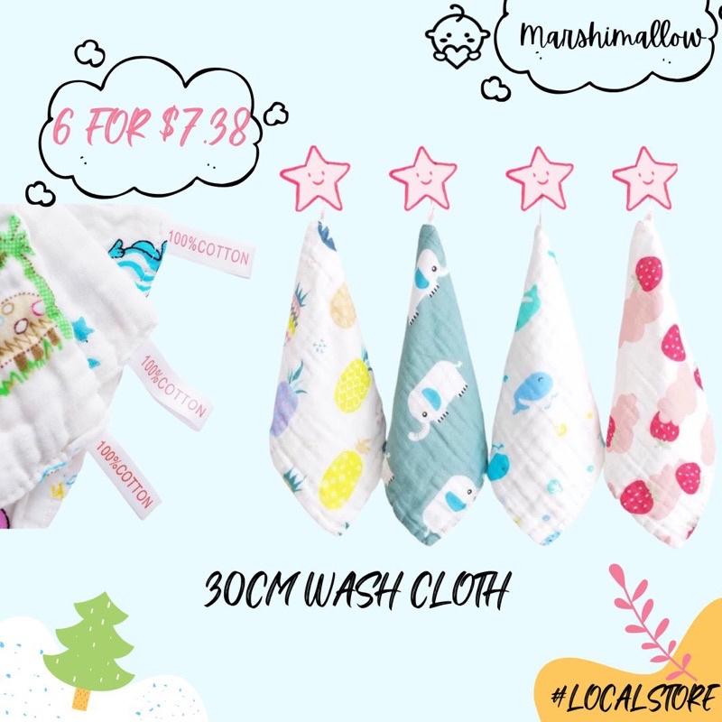 ?? 30x30cm Newborn Baby Wash Burb Cloth handkerchief childrens day