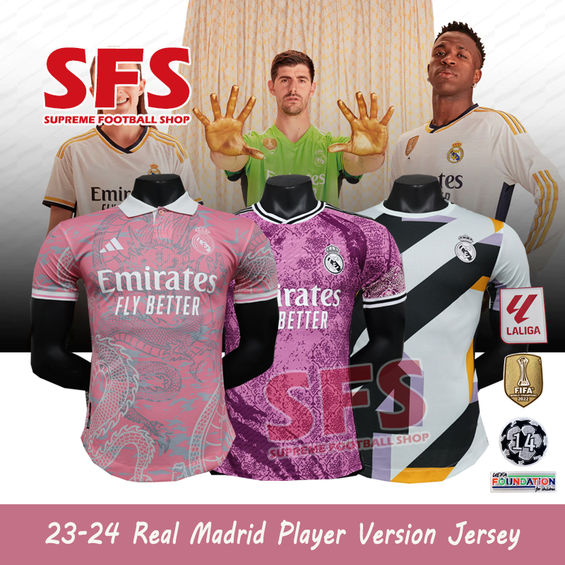 SFS Top Quality 23-24 Player Version Real Madri.d Soccer Football Jersey T-shirt Tight Fitting Waist Area S-2XL