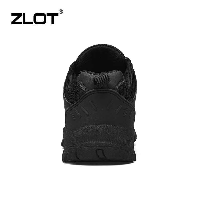 ZLOT Plus Size 38-49 Outdoor Hiking Shoes Brand Waterproof Leather Sports Shoes Anti Slip Black Rubber Shoes For Men