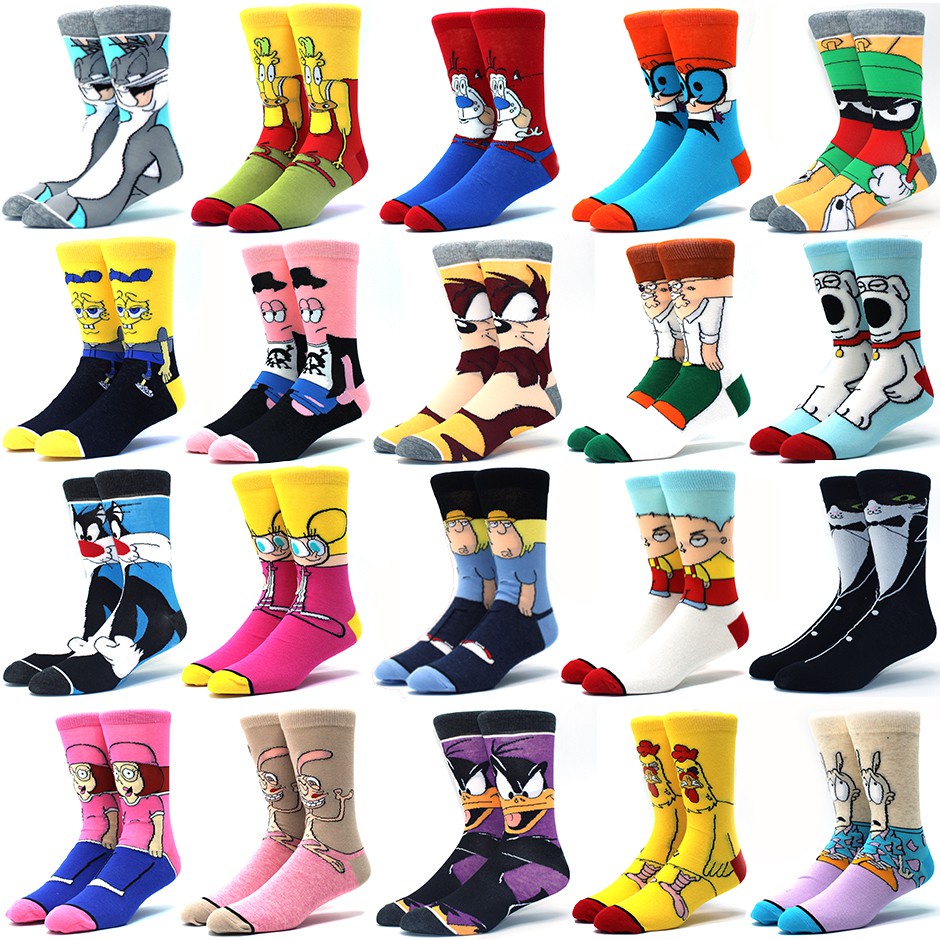 Mens Fashion New Happy Funny Cotton Socks Colorful Crazy Cartoon Rabbit Amazing Fun Teenage Socks Long Socks Cool Funny Socks